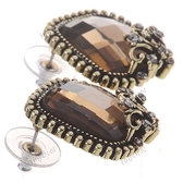 Pair of Amber Zircon Diamond Shaped Earrings Eardrop Earbob Pendants Jewelry with Flower &amp; Rhinestones for Girls WNL-75919