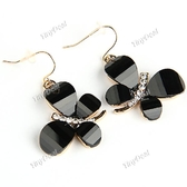 Pair of Fashion Butterfly Shaped Earbob Eardrop Earrings Pendant with Rhinestones for Girl Woman - Black WNL-57924