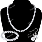 Elegant Pearls &amp; Bracelet &amp; Necklace &amp; Earrings Jewelry Set for Banquet WNL-75350
