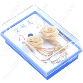 Ethnic Peony with Long Tassel Style Ear Pin Dangle Earrings Earbob Eardrop Jewelry for Girl Lady - Golden WNL-36133