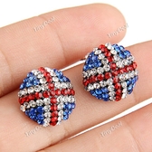 Pair of Iceland National Flag Style Ear Pin Earrings Eardrop Jewelry with Crystals Rhinestones for Girl Woman Lady WNL-59910
