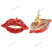 Pair of Lip Style Ear Pin Earrings Eardrop Jewelry with Crystals Rhinestones for Girl Woman Lady WNL-63255
