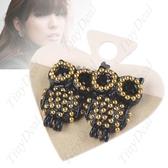 Pair of Stylish Owl Style Ear Pin Earrings Earbob Eardrop Pendant Jewelry for Girl Woman Lady - Black WNL-31510