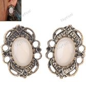 Retro Style Hollow-out Lace Ear Nails Earrings Earbobs Eardrops Ear Pins with Imitation Gem for Women Girls NAF-97205