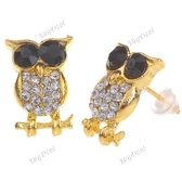 Pair of Owl Style Ear Pin Ear Studs Earrings Jewelry with Rhinestones for Girl Woman Lady WNL-74132